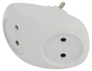 Разветвитель электрический SPx-2-W на 2 розетки без заземления 10А белый (ЭРА) Б0053480