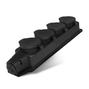 Колодка четырехместная однофазная с заглушками каучук (UNIVersal) 1029