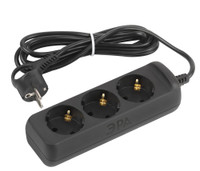 Удлинитель электрический UX-3e-3m-B с заземлением 3 розетки 3м ПВС 3x0,75мм2 10А черный (ЭРА) Б0057722