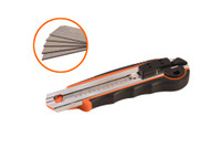 Нож строительный 18мм металлические направляющие автоматическая смена лезвий дополнительный фиксатор (1 комплект - 5 лезвий) (Sturm) 1076-08-06