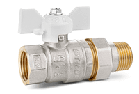 Кран шаровой со сгоном Ду20 Ру40 (3/4') ВН белая ручка бабочка (LD Pride) LD Pride 47.20.В-ГШ.Б (white)