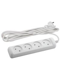 Удлинитель электрический UX6-4-3m без заземления 4 розетки 3м ПВС 2X0,75 мм2 6А белый (ЭРА) Б0038570