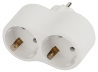 Разветвитель электрический SPx-2e-W на 2 розетки с заземлением 16А белый (ЭРА) Б0053478