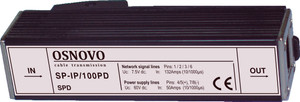 Устройство грозозащиты с защитой линий PoE до 100 Мб/с RJ45 (OSNOVO) SP-IP/100PD