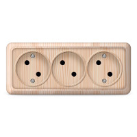 Розетка трехместная   Олимп б/з, наружная, 16А, 220В, сосна (еврослот) (UNIVersal) 1172