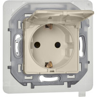 Розетка 1-местная с заземлением с защитными шторками и крышкой 16А IP44 слоновая кость INSPIRIA (IEK) 673741