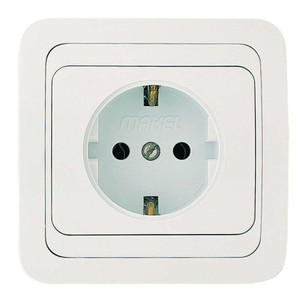 Mimoza Розетка с заземлением (керамика) белая (Makel) 12008