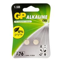 Батарейка пуговичная алкалиновая  GP A76 - 2 шт. на одном блистере (GP) 12289
