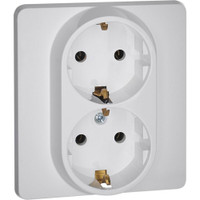 Розетка 2-местная с заземлением без защитных шторок 16А в сборе белый INSPIRIA (IEK) 673750