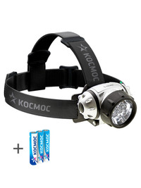 Фонарь налобный, 7 LED, 3 батарейки ААА, 70Лм (Космос)