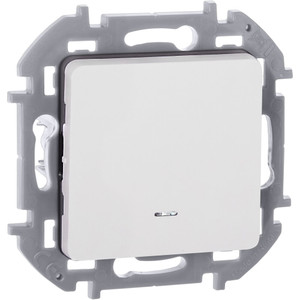 Выключатель 1-клавишный проходной с подсветкой/индикацией 10АХ безвинтовое крепление белый INSPIRIA (IEK) 673660