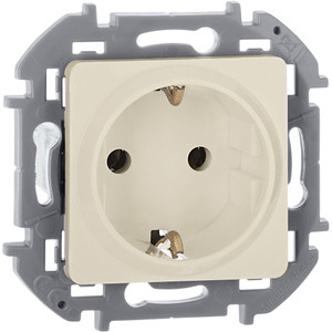Розетка 1-местная с заземлением с защитными шторками 16А слоновая кость INSPIRIA (IEK) 673731