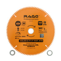 Диск пильный чистый 255 мм 100 зубьев посадка 30 мм + кольцо 25.4 мм 20 мм 16 мм (Rage) 594240