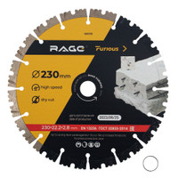Диск алмазный 230 мм сегментированный по железобетону и камню (Rage Furious) 600131