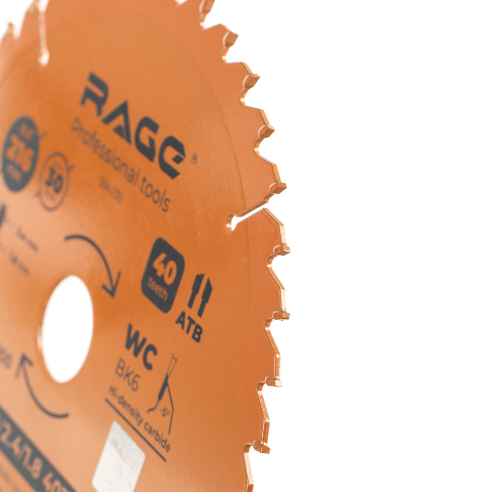 Диск пильный универсальный 216 мм 40 зубьев посадка 30 мм + кольцо 25.4 мм 20 мм 16 мм (Rage) 594235