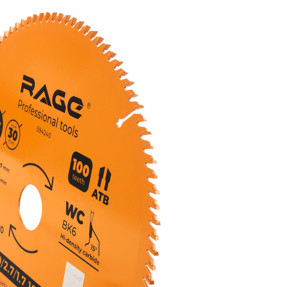 Диск пильный чистый 255 мм 100 зубьев посадка 30 мм + кольцо 25.4 мм 20 мм 16 мм (Rage) 594240