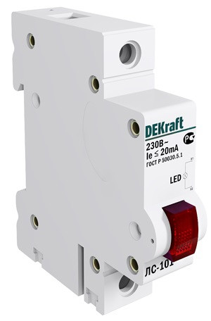 Лампа сигнальная светодиодная ЛС-101 DIN 1п красная 220В (Dekraft) 18002DEK