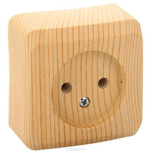 ЭТЮД Розетка наружная без заземления без шторок сосна (Systeme Electric) PA16-001D