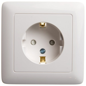 ХИТ скрытой установки Розетка с заземлением со шторками 16А, 250В, белый (Systeme Electric) RS16-136-B