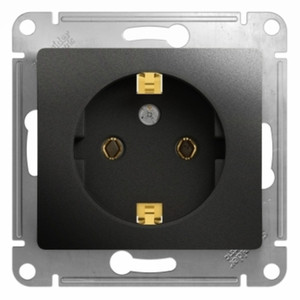 GLOSSA Розетка с заземлением антрацит в рамку (Systeme Electric) GSL000743