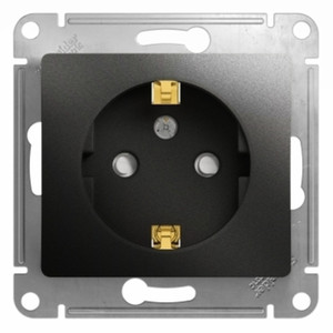 GLOSSA Розетка с заземлением со шторками антрацит в рамку (Systeme Electric) GSL000745