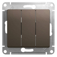 GLOSSA Выключатель трехклавишный схема 3 шоколад в рамку (Systeme Electric) GSL000831