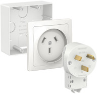 BLANCA СИЛОВОЙ КОМПЛЕКТ 32А, 250 В: розетка,      вилка, подъемная коробка, БЕЛЫЙ (Systeme Electric) BLNSK003231