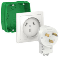 BLANCA СИЛОВОЙ КОМПЛЕКТ 32А, 250 В: розетка,      вилка, монтажная коробка, БЕЛЫЙ (Systeme Electric) BLNSK013231
