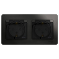Розетка GLOSSA двойная с заземлением со шторками в сборе IP44 антрацит (Systeme Electric) GSL000747