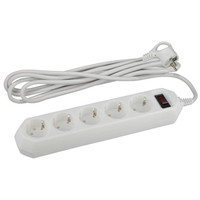 Фильтр сетевой USF-5es-5m-W с базовой защитой с заземлением с выключателем 5 розеток 5м 10А белый (ЭРА) Б0019738