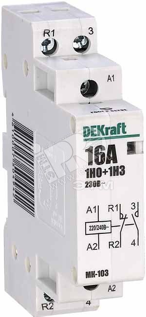 Контактор модульный 1НО+1НЗ 25А 230В МК-103 (Dekraft) 18065DEK