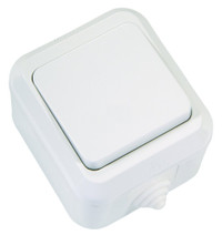 Выключатель одноклавишный, в сборе, брызгозащищенный, IP44, белый (Makel) 18300
