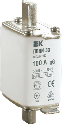 Вставка плавкая предохранителя ППНИ-33, габарит 00, 100А (IEK) DPP10-100