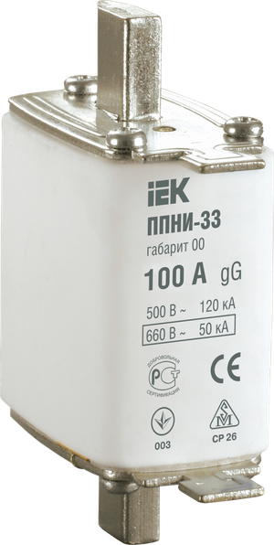Вставка плавкая предохранителя ППНИ-33, габарит 00, 100А (IEK) DPP10-100