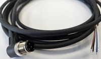 Кабель M12, 4A, штыревой, 3000 мм, угловой, полиуретан, черный, свободный конец (СТЭЗ) 185210565