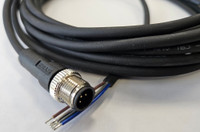 Кабель M12, 5A, штыревой, 5000 мм, прямой, полиуретан, черный, свободный конец (СТЭЗ) 185210730