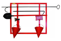 Щит пожарный ЩПО-К открытый ПРЕСТИЖ укомплектованный (полотнище 2х1,5м, лом, багор, топор, лопата, 2 ведра) (Пожтехника Центр) 613-15