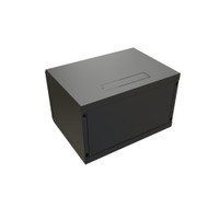 Шкаф настенный 19-дюймовый 19'' 9U 500x600х600мм стеклянная дверь с перфорацией ручка с замком черный RAL 9004 WRline'' (WRLine) WR-TW-0966-GP-RAL9004
