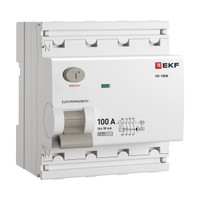 Выключатель дифференциального тока ВД-100N 4P 100А 30мА тип AC эл-мех 6кА PROXIMA (EKF) E1046M10030