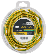 Трубка термоусадочная ТТУ нг-LS 4/2 желто-зеленая (2м/упак) IEK (IEK) UDR12-004-002-002-K52-T