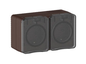 AtlasDesign PROFI IP54 О/У РОЗЕТКА двойная с з/к со шторками 16А, КОРИЧНЕВЫЙ (Systeme Electric) ATN546026