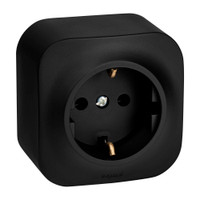 Розетка 1-местная для открытой установки с заземлением без защитных шторок 16А черный матовый QUTEO (IEK) 782472