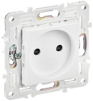 SKANDY Розетка без заземления с защитными шторками 10А SK-R01W арктический белый IEK (IEK) SK-R13-10-K01