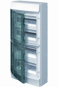 Щит распределительный навесной 48 модулей ЩРн-п-48 пластиковый Mistral65 серая прозрачная дверь с клеммами IP65 (65P12X42A) (ABB) 1SLM006501A1207