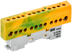 TEKFOR Шина PE земля изолированная на универсальном держателе 8х12-12-ЖЗ IEK (IEK) TF-NN20-12-KL-K52