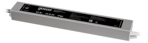 Блок питания для светодиодной ленты 50 Вт AC 100-264В Uвых 24В IP66 220х30х20мм Black (GAUSS) 202022050