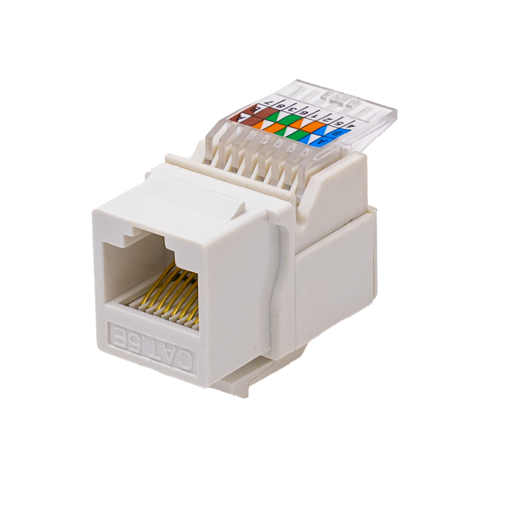 Keystone Jack 8P8C (RJ-45), UTP, Cat.5e. заделка без инструмента, белый (SUPRLAN) 10-0312