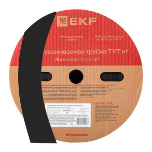 Трубка термоусаживаемая ТУТ нг 40/20 черная рулон PROxima (EKF) tut-40-b