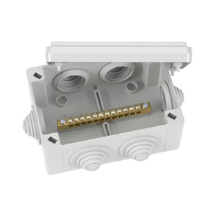 Коробка уравнивания потенциалов 12 зажимов 6 вводов, 25 мм 120х80х50 мм IP55 (DKC) NE3112