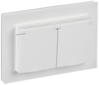 BRITE Розетка 2-местная с заземлением с защитными шторками и крышкой 16А в сборе IP44 РСбш12-3-44-БрАБ арктический белый IEK (IEK) BR-R26-16-44-K91-F